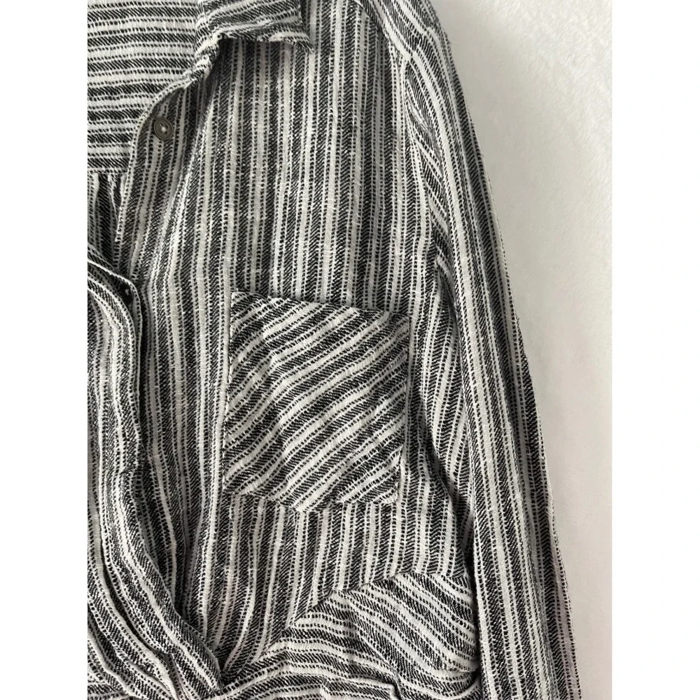 Free People Lust For Life Woman's Med Striped Twist Front Cropped Blouse Top